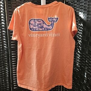 Vineyard Vines Orange Tee with Whale Design